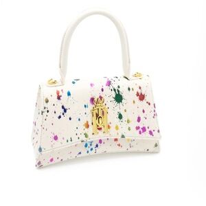 Athena White Multicolor Splatter Satchel